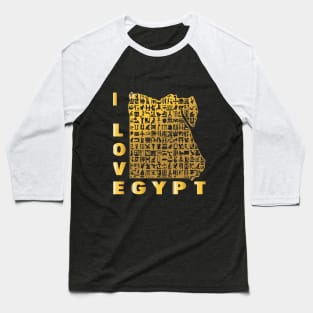 Egypt love-I love Egypt Map of Egypt with the hieroglyphic alphabet Baseball T-Shirt